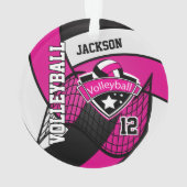 Hot-roze, zwart en wit 🏐 ❤ ornament (achterkant)