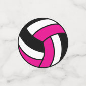 Hot-roze, zwart en wit volleybal confetti (Kleine voorkant)