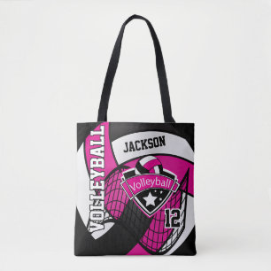 Hot-roze, zwart en wit volleybal draagtas