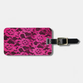 Hot-roze/zwart, kant-en-klaar bagagelabel (Voorkant horizontaal)