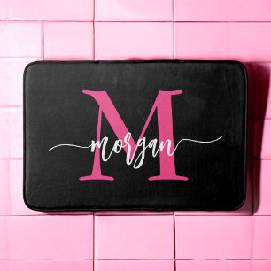 Hot Roze Zwart Monogram Dorm Room van het meisje Badmat