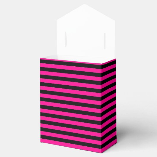Hot roze zwart stijlvolle strepen dank u bedankdoosjes (Geopend)