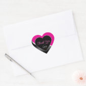 Hot Roze Zwart Wavy Zilver en Logo Schattige Bedan Hart Sticker (Envelop)