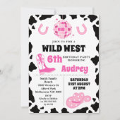 Hot roze zwart wild west cowgirl verjaardag kaart (Voorkant)