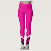 Hot-roze, zwarte en witte supermarktleider Megapho Leggings (Voorkant)