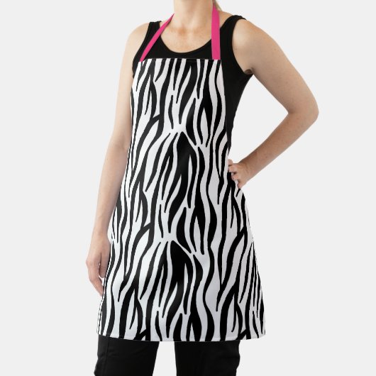 Hot-roze, zwarte en witte zebra afdrukscherm schort (Insitu)