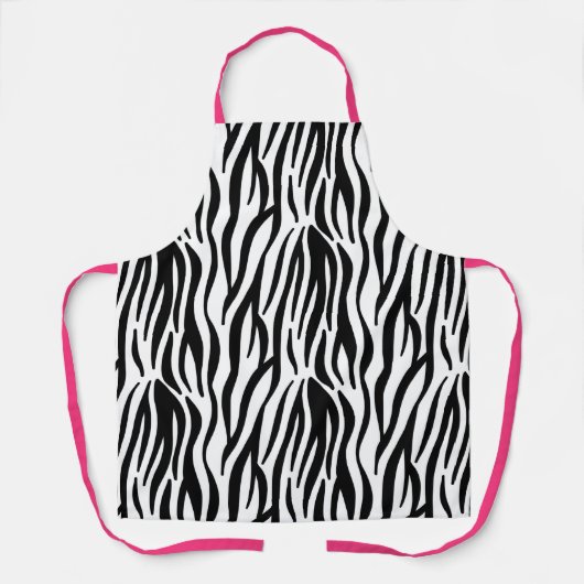 Hot-roze, zwarte en witte zebra afdrukscherm schort (Voorkant)