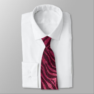 Hot Roze Zwarte Glitter Professionele Dierenprint Stropdas