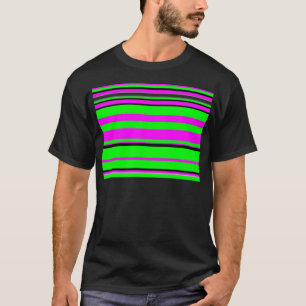 Hot-roze zwarte kleurrijke strippatroon t-shirt