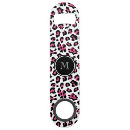 Hot-roze zwarte luipaard Dierafdrukken met Monogra Speed Flessenopener