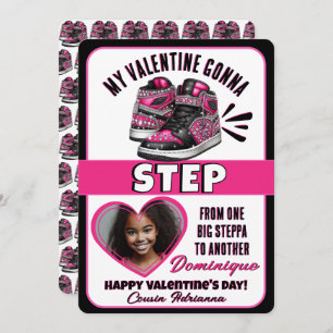 Hot Roze/Zwarte Sneaker Foto Classroom Valentijn Feestdagenkaart