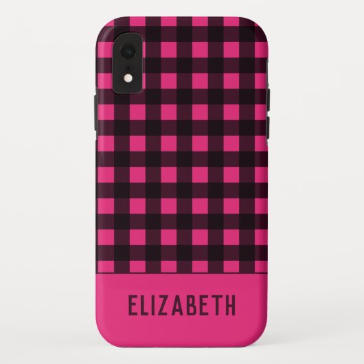 Hot-roze zwarte spelnaam Case-Mate iPhone case (Achterkant)