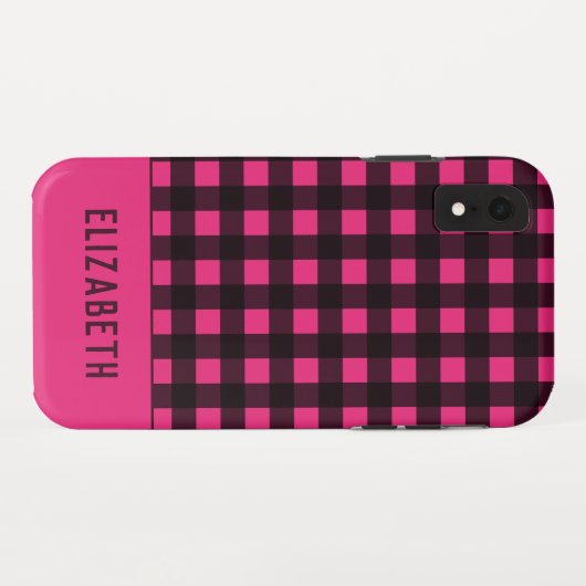 Hot-roze zwarte spelnaam Case-Mate iPhone case (Achterkant (horizontaal))