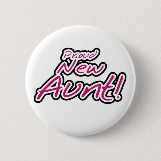 Hot-roze/zwarte tekstkleur Nieuwe tante Ronde Button 5,7 Cm (Voorkant)