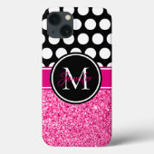 Hot-roze zwarte witte pooldop monogram Case-Mate iPhone case (Achterkant)