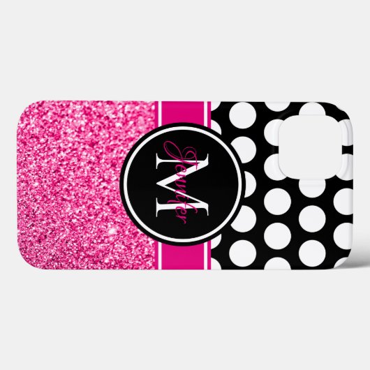 Hot-roze zwarte witte pooldop monogram Case-Mate iPhone case (Achterkant (horizontaal))
