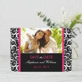 Hot-roze zwenkfoto Opslaan datum Save The Date (Staand voorkant)