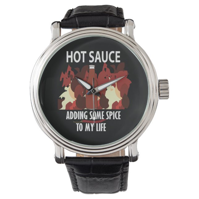 Hot Sauce Ketchup Fire Red Chili Pepper Horloge (Voorkant)