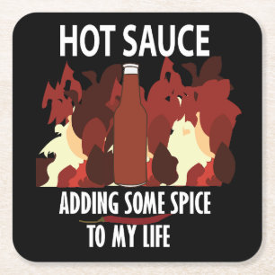Hot Sauce Ketchup Fire Red Chili Pepper Vierkante Kartonnen Onderzetter