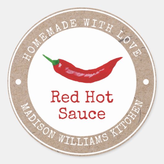 Hot Sauce Label | Homemade met liefde |Rode Chili (Voorkant)