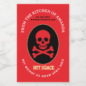 Hot sauce with skull on label wijn etiket (Enkel label)