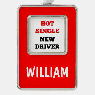 Hot Single New Driver Verzilverd Kader Ornament