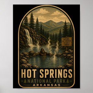 Hot springs nationaal park bigfoot vintage poster