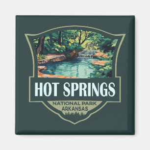 Hot Springs National Park Illustratie Retro Badge Magneet