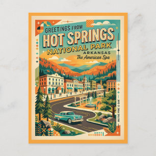 Hot Springs National Park in retro stijl Briefkaart