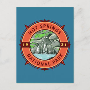 Hot Springs National Park Retro Compass Embleem Briefkaart