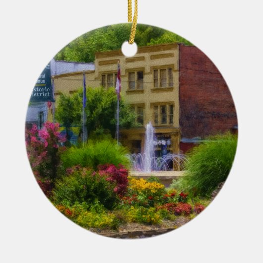 Hot Springs Roundabout Painterly Keramisch Ornament (Voorkant)