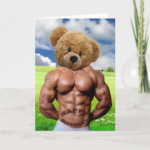 Hot Stud Man Teddy Bear Drôle Carte d'anniversaire