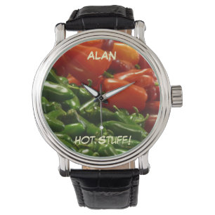 Hot Stuff, Chili Peppers, Chilies, Name, Wrist Horloge
