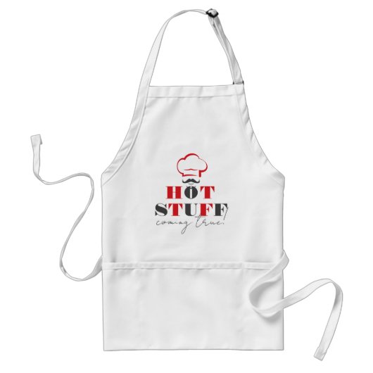 Hot Stuff Coming True Rood en Grijs Tekstontwerp Standaard Schort (Voorkant)