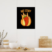 Hot Stuff Funny Red Hot Chili Pepper donk BG Poster (Keuken)