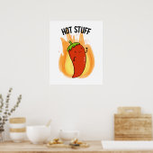 Hot Stuff Funny Red Hot Chili Pepper Pun Poster (Keuken)