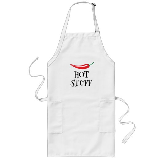 Hot Stuff grappig pittig rood cayenne chili peper  Lang Schort (Voorkant)