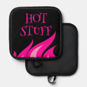 Hot Stuff grappig roze vuur vlammen pot houder cad (Voorkant / Achterkant)