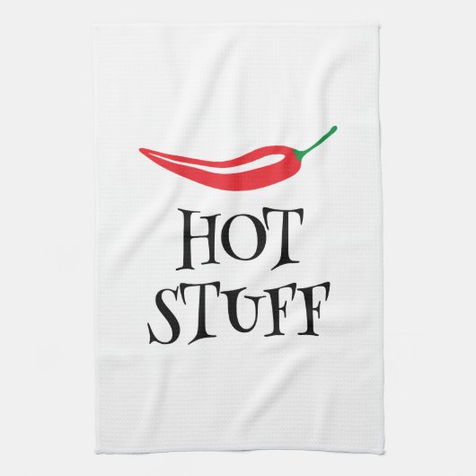 Hot Stuff grappige kruidige rode cayenne chili pep Theedoek (Verticaal)