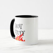 Hot Stuff koffie mok met rode vuur vlammen (Voorkant links)