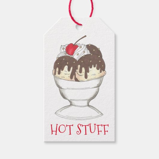HOT STUFF Valentijn Ice Cream Sundae Gift Label Cadeaulabel (Voorkant)