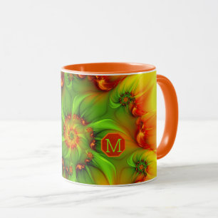 Hot Summer Abstract Colorful Fractal Art Monogram Mok