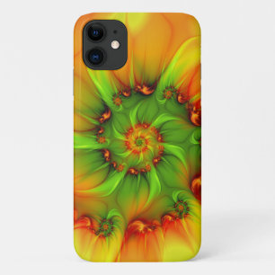 Hot Summer Green Oranje Abstract Colorful Fractal iPhone 11 Hoesje