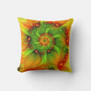 Hot Summer Green Oranje Abstract Colorful Fractal Kussen