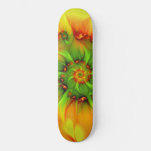 Hot Summer Green Oranje Abstract Colorful Fractal Skateboard