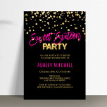 HOT SWEET SIXTEEN d'or rose 16 parties Invitations<br><div class="desc">Jeter un parti sweet sixteen ? Besoin d'idées ? Obtenez ces modèles personnalisés modernes et tendance pour vous do-it-yourself facilement. Rose chaud avec faux confetti or avec arrière - plan noir et faux feuille d'or. Abordable mais pas bon marché. Personnalisez ces invitations pour votre prochaine douce fête 16.</div>