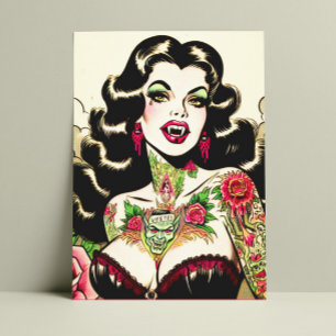 Hot Tattoo Vampire Girl Briefkaart