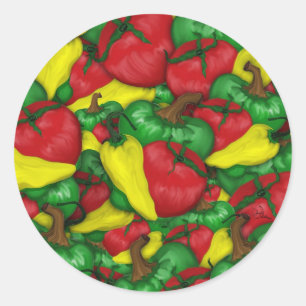 Hot Tomato Peppers Ronde Sticker