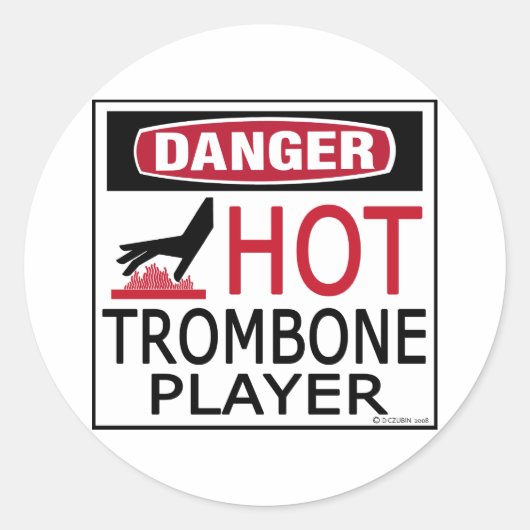 Hot Trombone-speler Ronde Sticker (Voorkant)