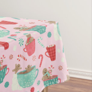 Hot Tub Gingerbrood Cute Pink Hot Cocaca Tafelkleed